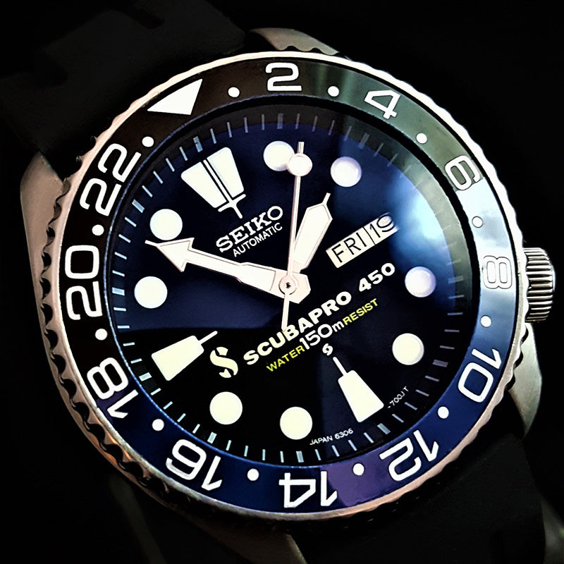SOLD - VINTAGE Seiko Scuba Diver's Watch Calibre 7002 'Scuba-Pro 450 BATMAN Mod'