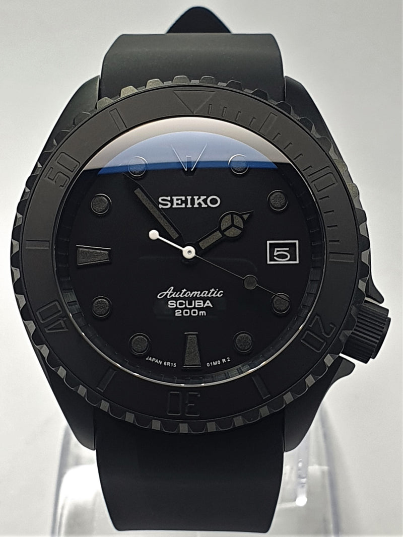 Custom Build SKX007 Divers Watch Seiko NH36 Automatic 'STEALTH aka GHOST MOD' Premium Qaulity PVD Case Sapphire Crystal