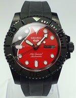 Bespoke Custom Build SUB Divers Watch Seiko NH36 Automatic 'BRIAN MAY MOD' Exhibition Back