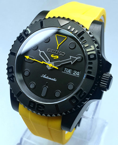 Bespoke Custom Build SUB Divers Watch Seiko NH36 Automatic 'BUMBLE BEE MOD'