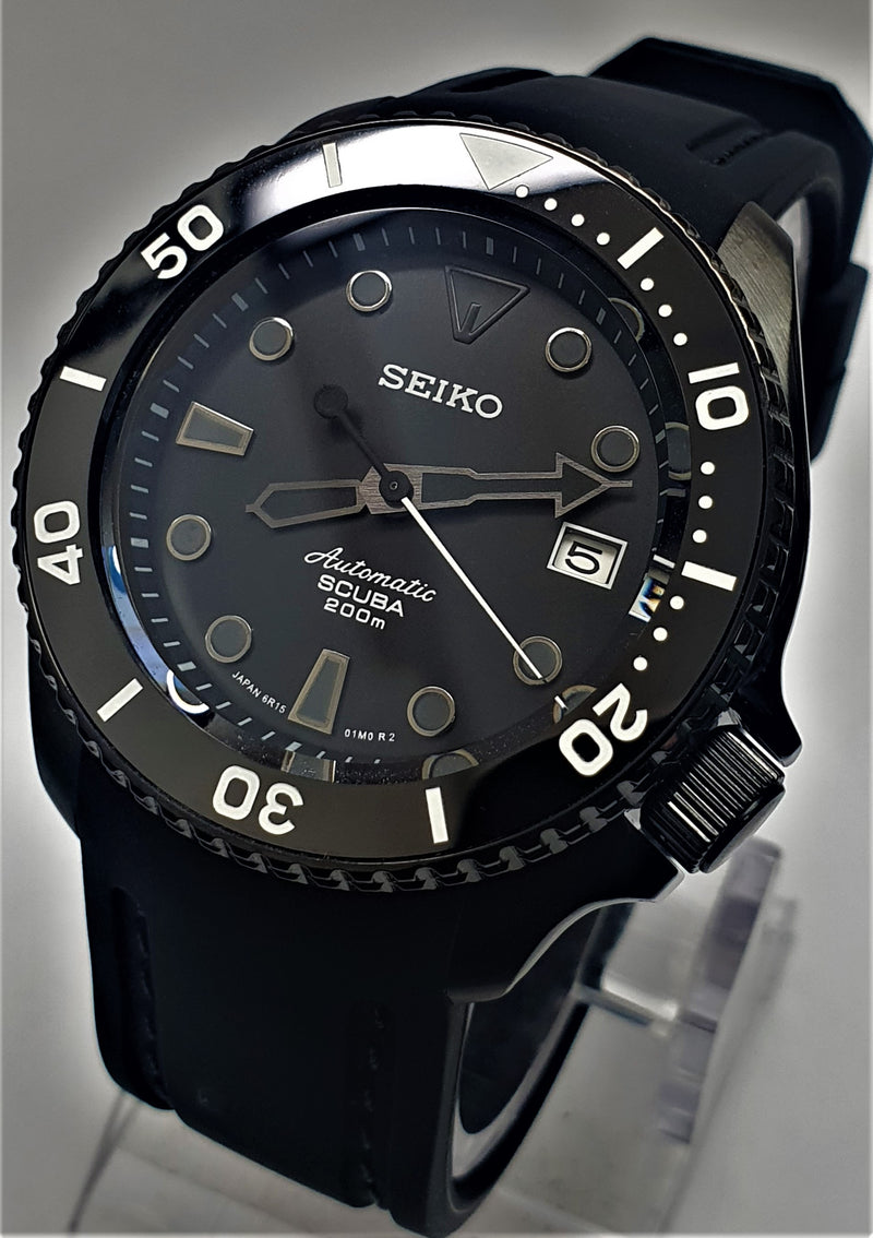 Bespoke Custom Build Seiko Mod SKX007 Divers Watch NH36 Automatic 'STEALTH MOD'