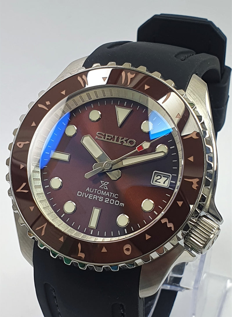 Bespoke Custom Build SKX007 Divers Watch Seiko NH36 Automatic 'ROOT BEER MOD'!
