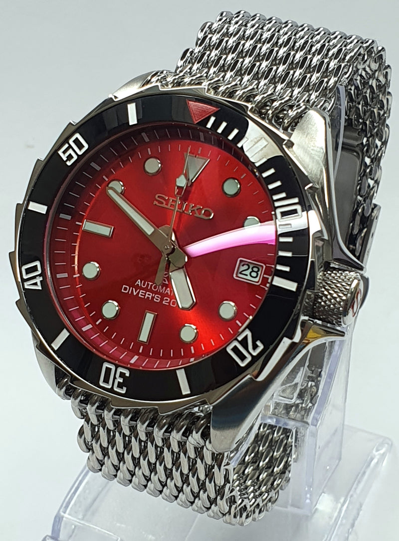 Bespoke Custom SKX007 'Saw Tooth' Mod Divers Watch SEIKO NH36 - Premium Quality Case - Red Sapphire